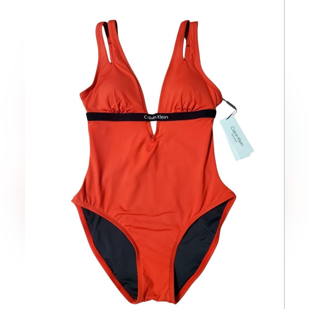 NWT Calvin Klein Logo One Piece Swimsuit